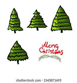 Christmas trees. Set. Vector illustration