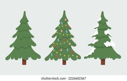 Christmas trees set. Vector illustration.