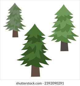
Christmas trees set vector illustration on a white background, forest picture