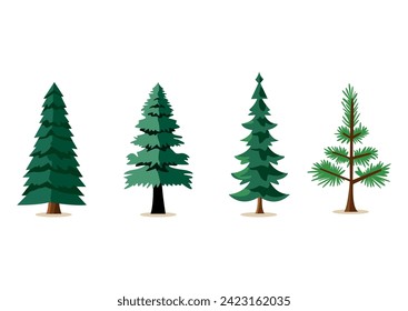 Christmas trees set vector illustration
