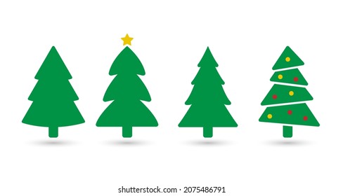 Christmas trees set xmas pine holiday winter icon vector isolated on white background