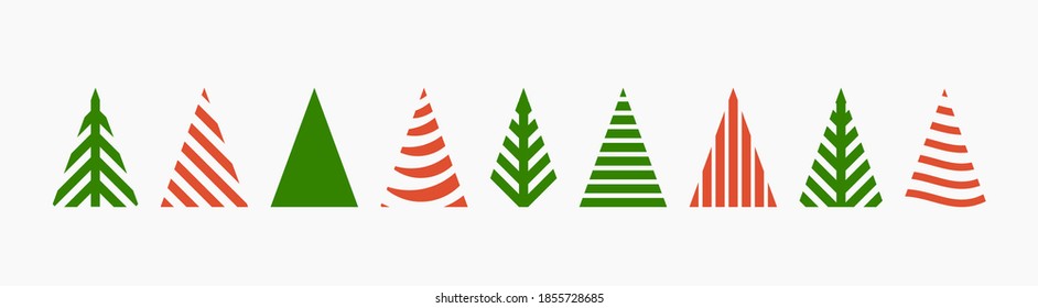 Christmas trees shapes icons set. Vector illustration.