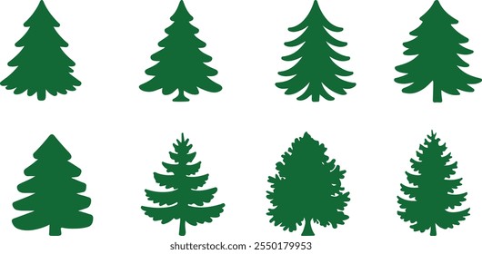  Christmas trees silhouette icon Vector Illustration