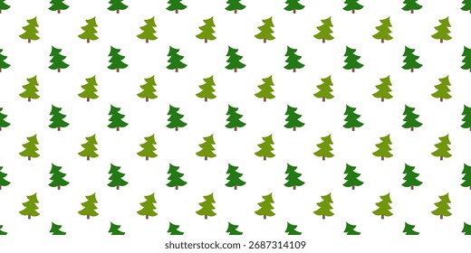 Árvores de Natal padrão simples sem costura. Esfregos verdes no fundo branco padrão repetitivo. Ilustração vetorial.