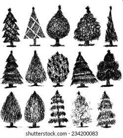 christmas trees, sketch