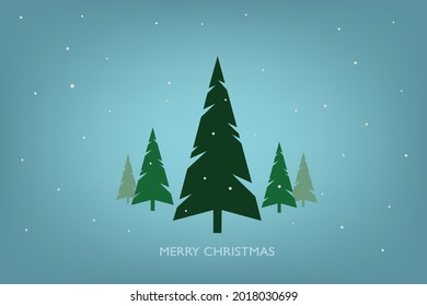 The Christmas trees and smooth snow fall background