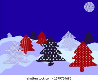Christmas trees in the snow