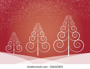 christmas trees with snowflakes