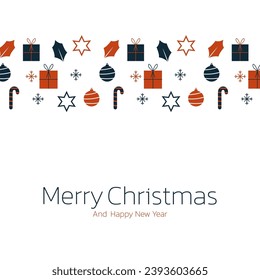 Christmas trees and snowflakes, background. Vector, flat pattern with white Christmas trees and snowflakes on cream background.