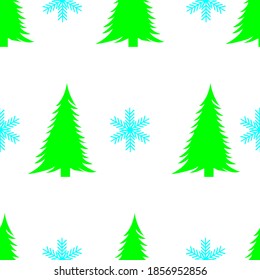 Christmas trees and snowflakes, seamless pattern, vector illustration