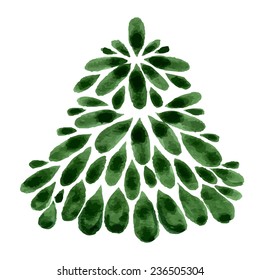 Christmas trees, spruce, isolated, watercolor, ink.