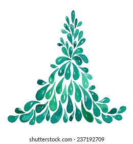 Christmas trees, spruce, isolated, watercolor, ink. 