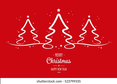 christmas trees stars red background