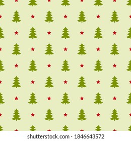 Christmas trees and stars seamless pattern wallpaper design. Vector illustration.