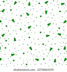 Christmas trees and stars seamless pattern.Caramel stick, lollipop illustration in doodle style. Isolated on white. Christmas and New Year concept. Vector illustration.