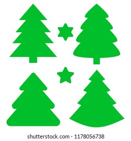 Christmas Trees and Stars Set. Vector illustration