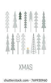 Christmas trees. Stock vector.
