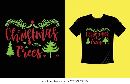 Christmas trees t shirt design vector template, snowman, snow flacks, Santa Claus, merry Christmas print svg