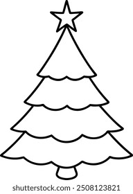 Christmas trees under snow, contours