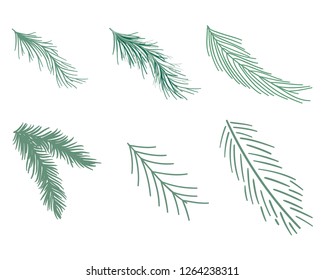 Christmas tree's vector brunch. New year tree. Set.