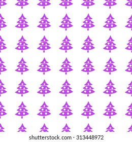 Christmas trees vector icon seamless pattern, tiling ornament on white.