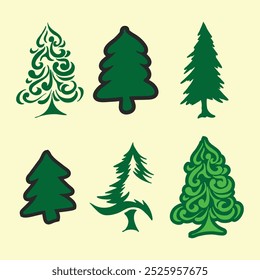 Christmas trees vector icon set