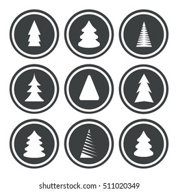 christmas trees vector icon set 
