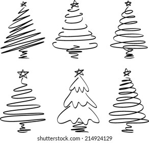 Christmas trees, vector illustration