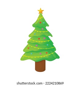 Christmas Trees Vector Illustration Icon Colorful