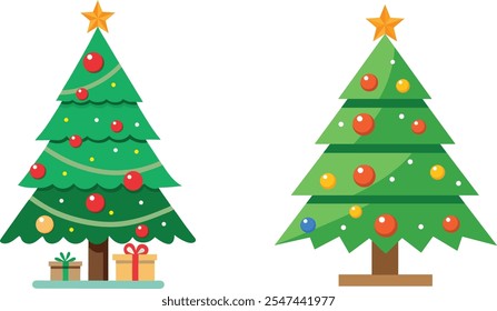 Christmas trees Vector illustration on white background.