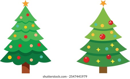 Christmas trees Vector illustration on white background.