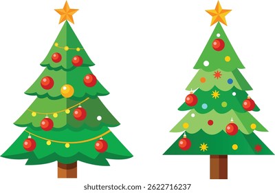 Christmas trees Vector illustration on white background.