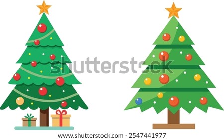 Christmas trees Vector illustration on white background.