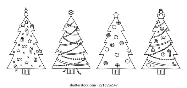 Weihnachtsbäume, Vektorgrafik-Set