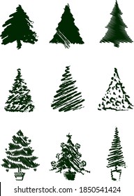 Christmas trees vector illustrations collection