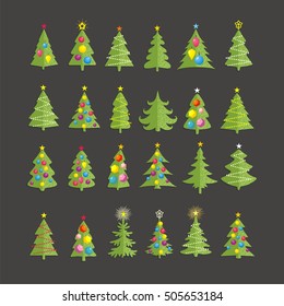 Christmas Trees vector image design set for you illustration, design, postcards, labels, stickers and other creative needs