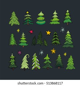 Christmas Trees vector image design set for you illustration, design, postcards, labels, stickers and other creative needs