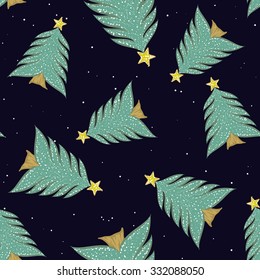Christmas trees vector seamless background