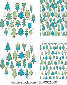 christmas trees vector seamless illustration