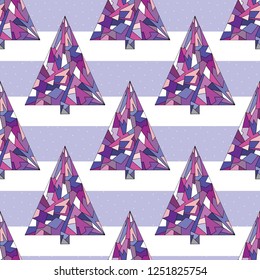 Christmas trees vector seamless pattern. Happy New Year background in modern style. Winter holidays texture for surface design, textile, wrapping paper, wallpaper, phone case print, fabric.
