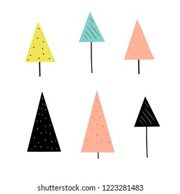 Christmas trees vector set