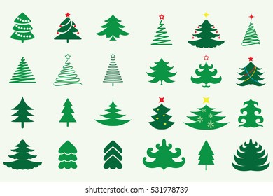 christmas trees vector set