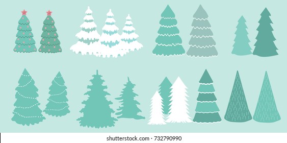 Christmas Trees vector set 