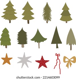Christmas trees vector set, Christmas trees modern illustration, vector illustration for design, print, pattern, isolated on white background