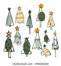 Christmas Trees. Vector sketch illustration 