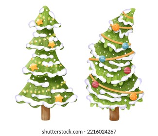 Christmas Trees in Watercolor Illustration