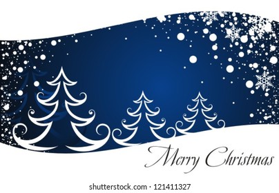 Christmas trees and winter background