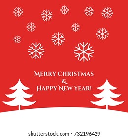 Christmas trees winter card. Vector illustration