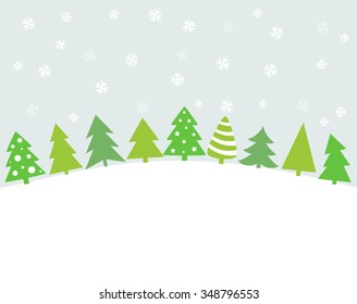 Christmas trees winter landscape background. Vector illustration