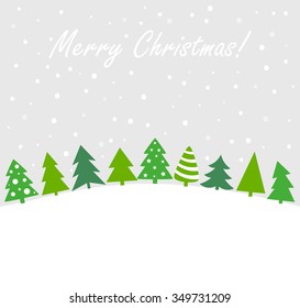 Christmas trees winter landscape background. Vector illustration
